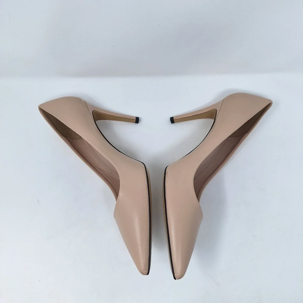 Bruno Magli Nude Telma Leather Pointed Toe Pump Heels